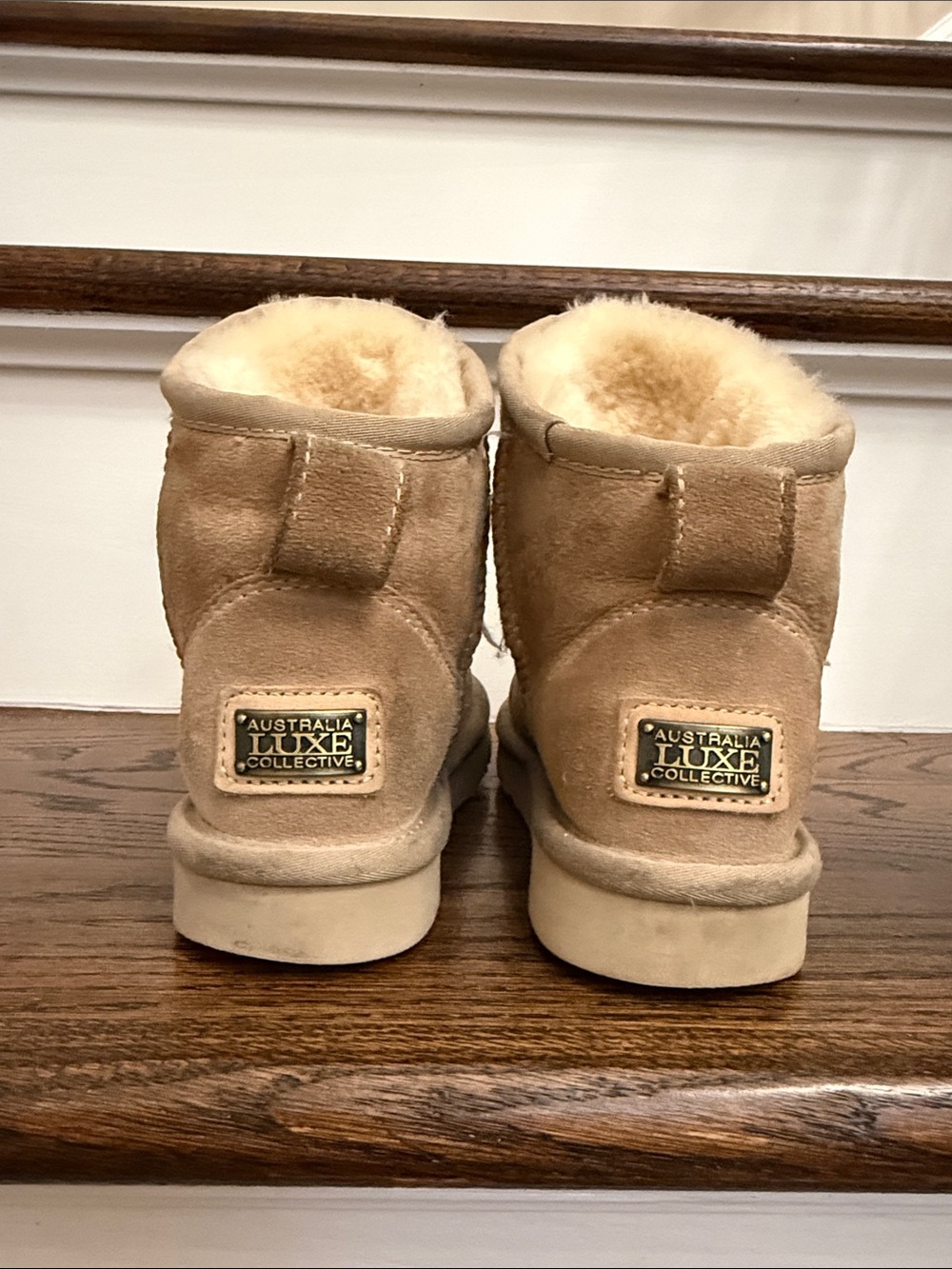 Australia Luxe Collective Kids Tan Suede Shearling Ankle Boots